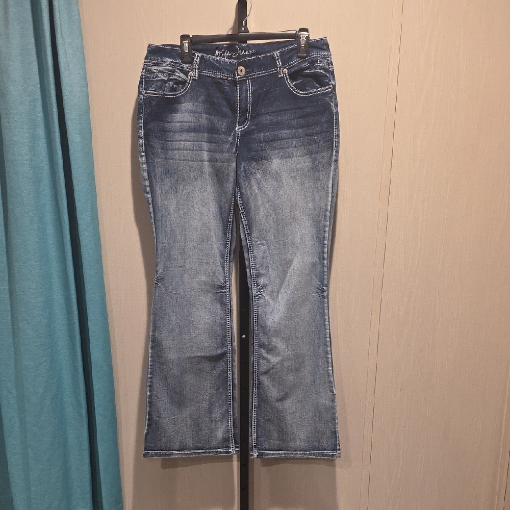 (J45) Ariya Dark Blue Flare Jeans Sz 15/16